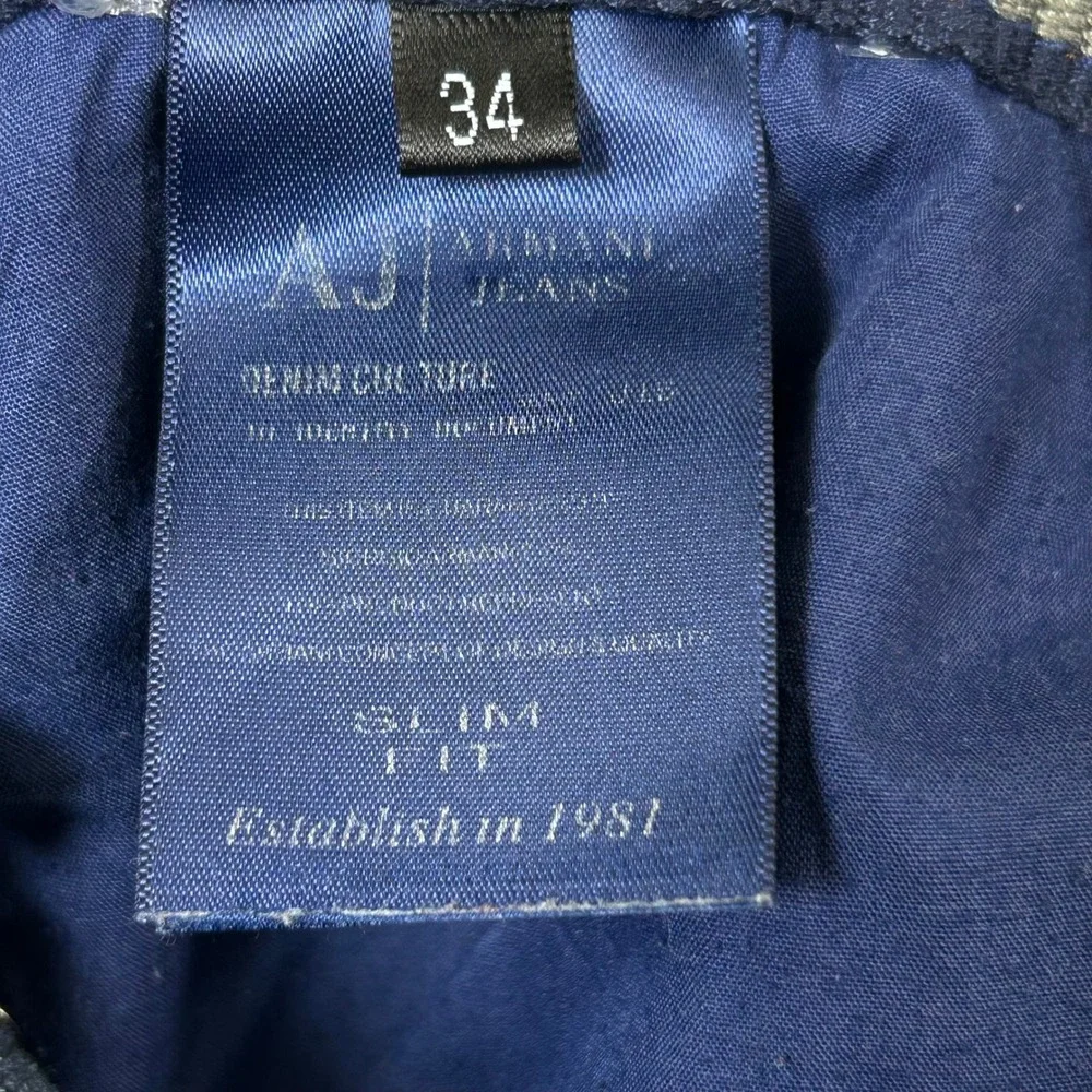 Armani Jeans Straight Leg Jeans Mens 34x28 Dark Indigo Blue Denim Classic Italy